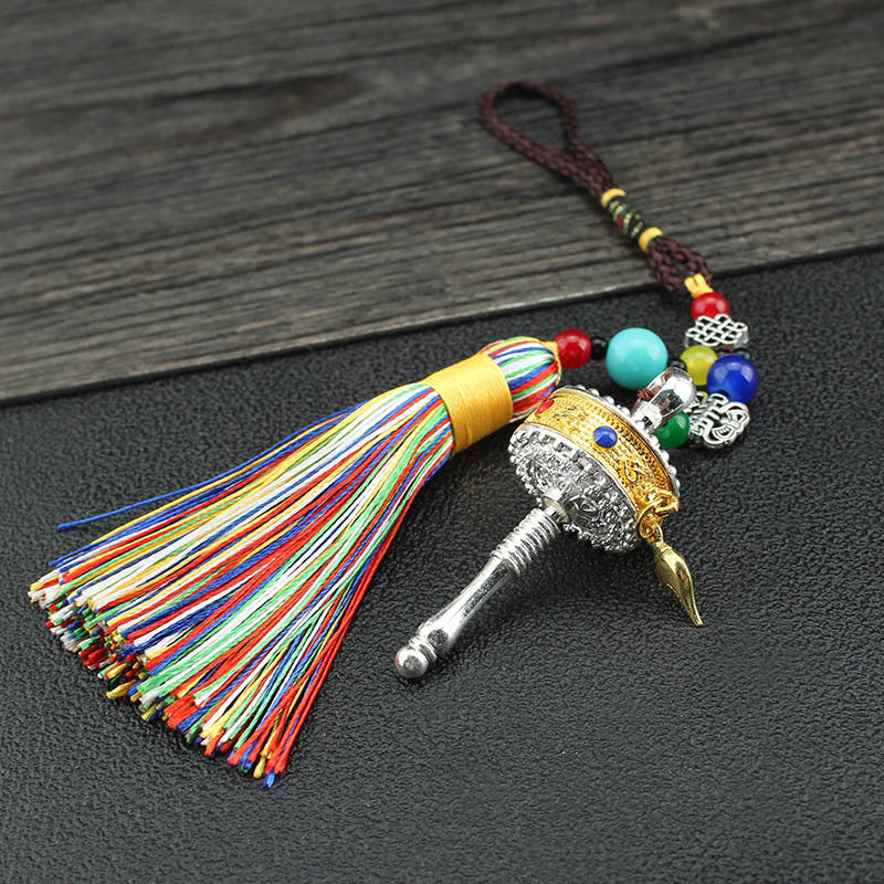Letitdao Spinning Tibetan Mantra Car Charm Rotating Prayer Wheel For Mindful Driving & Travel Blessings Handcrafted Cultural Gift