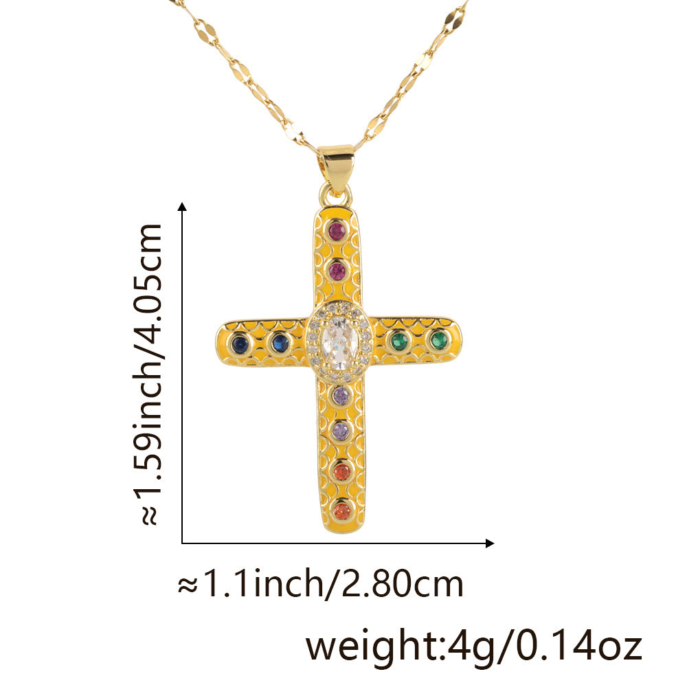 Letitdao Gold-plated Zirconia Multicolor Spectrum Pendant Necklace - Fashion Gradient Jewelry