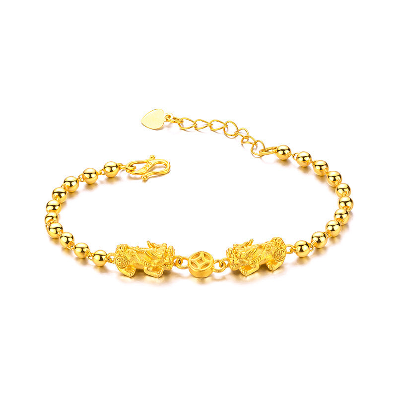 Letitdao Double Pi Xiu Wealth Bracelet Gold-Plated Beads for Powerful Money Attraction & Protection