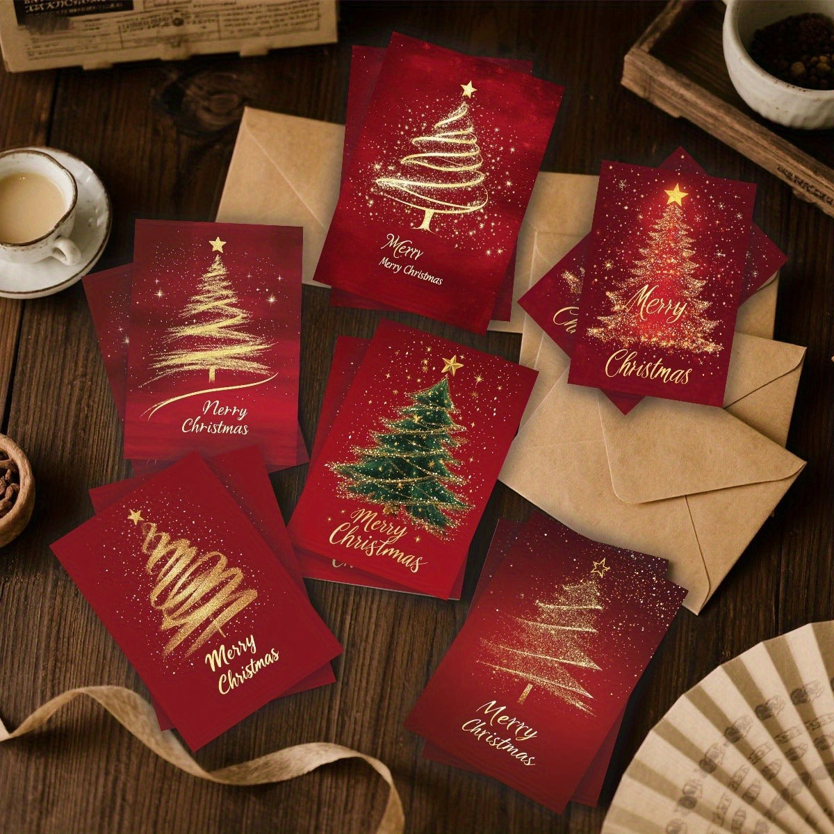 Letitdao Golden Christmas Tree Card Premium Design With Festive Resonance Luminous Holiday Art