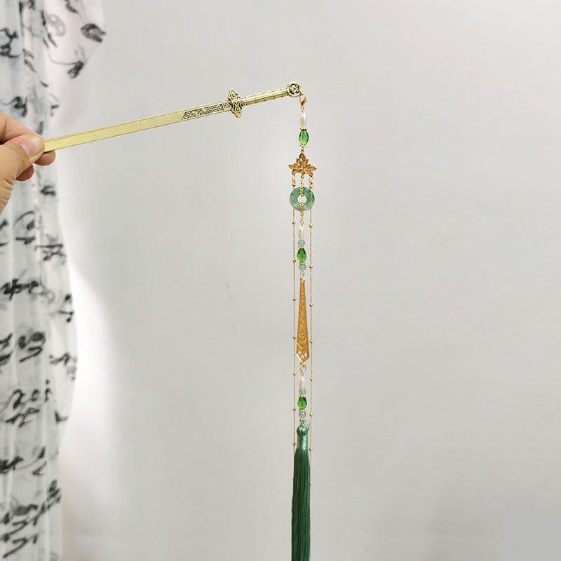 Sale Letitdao Spiritual Sword Hairpin Long Flowing Tassel for Energetic Protection & Mindful Focus Meditative Hanfu Accessory