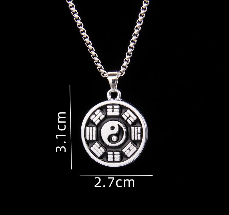 Sale Letitdao Yin-Yang Tai Chi Bagua Necklace Stainless Steel Pendant For Husband & Boyfriend