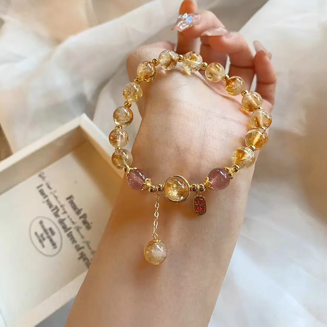 Letitdao Sunshine Manifestation Bracelet Natural Citrine Crystal for Joy & Abundance Dainty Friendship Jewelry Gift