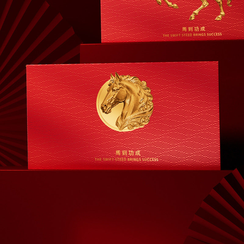 Letitdao Year Of Horse Red Packet Premium Gilded Design for Abundance & Blessings Luxury Fortune Envelope