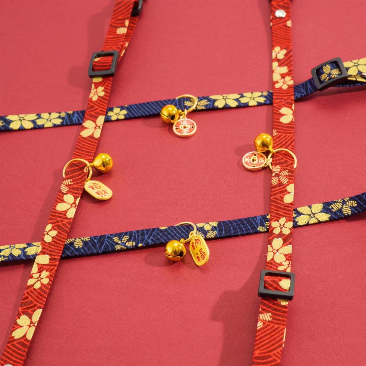 Letitdao Prosperity Flow Pet Collar Adjustable New Year Design with Gilded Bells Abundance Energy Circle