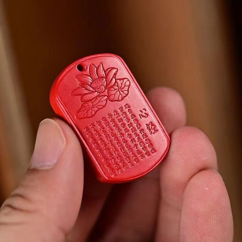 Letitdao Lotus Mantra Energy Pendant Cinnabar & Purple Sand for Year Protection Aura Cleansing Gift