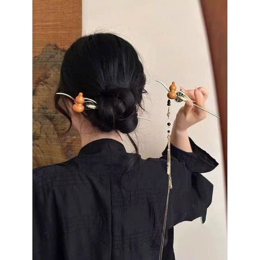 Sale Letitdao Spiritual Guardian Hairpin Antique Coin & Gourd with Flowing Tassel for Energetic Protection & Mindful Focus Wearable Talisman Gift