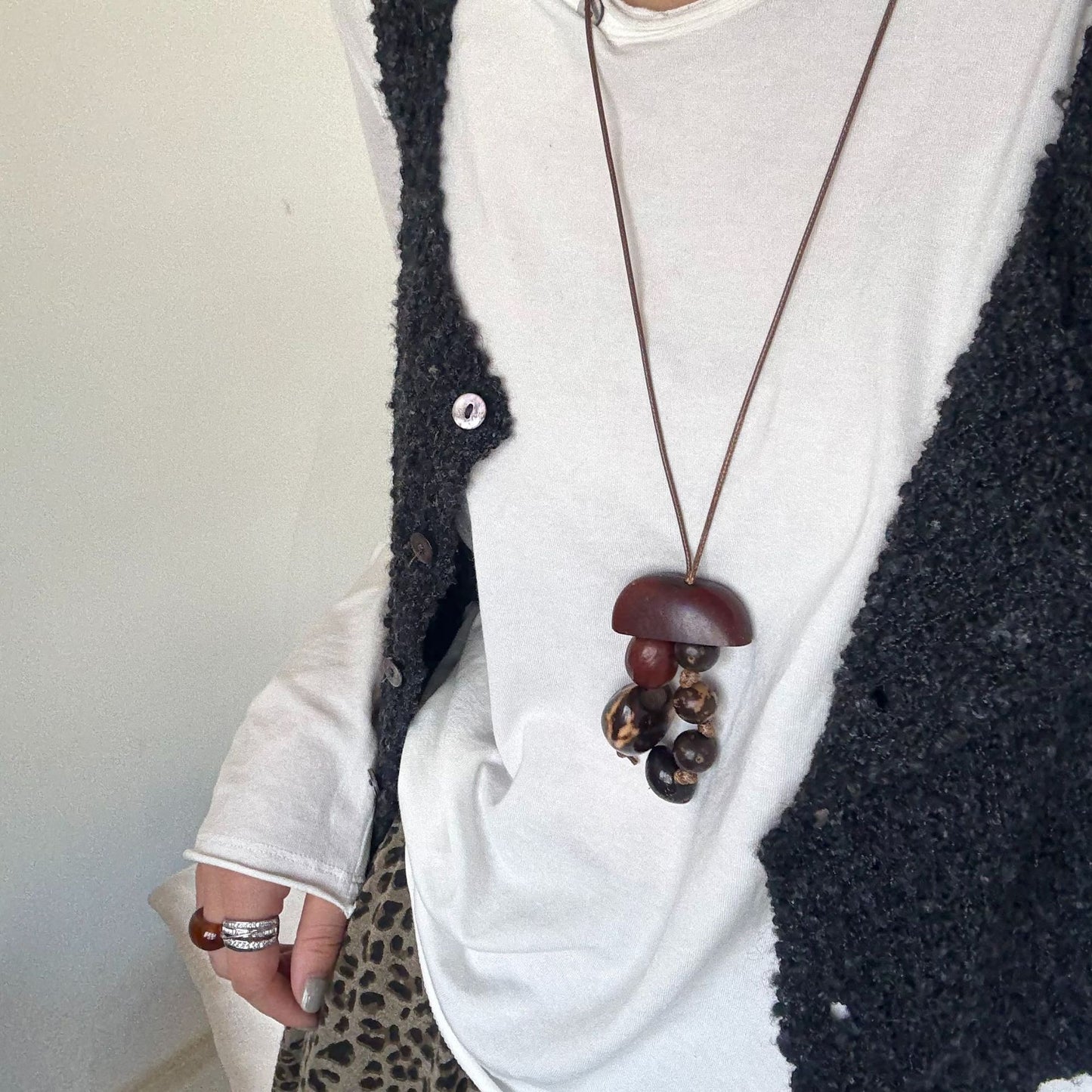 Letitdao Botanical Seed Necklace New Chinese Style Long Mala For Layering Literary Aesthetic Jewelry