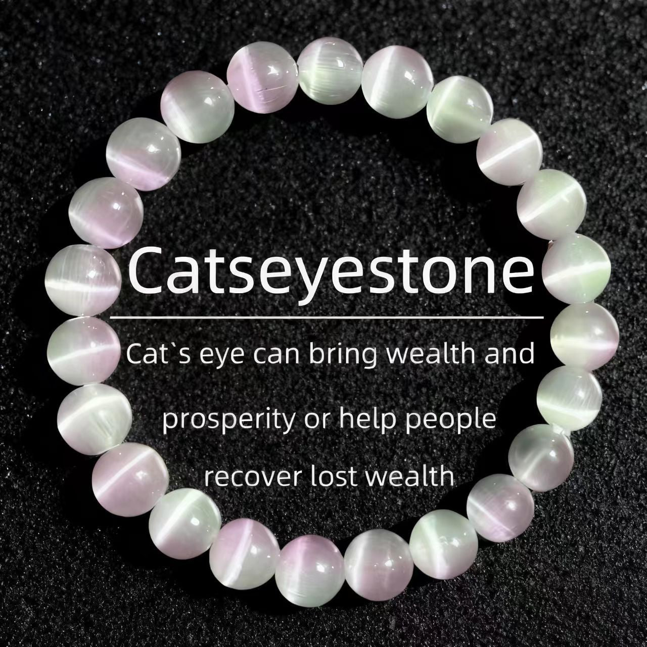 Letitdao Luminous Clarity Bracelet Natural Cat's Eye & Clear Crystal for Mental Focus & Positive Energy Aura Cleansing Jewelry