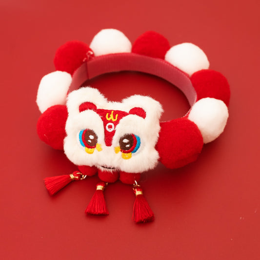 Letitdao Silent Winter Comfort Collar Red Pom & Fringe for Thermal Energy & New Year Joy Adjustable Festive Band