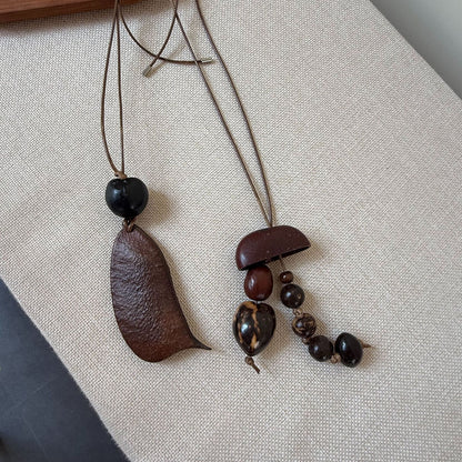 Letitdao Botanical Seed Necklace New Chinese Style Long Mala For Layering Literary Aesthetic Jewelry