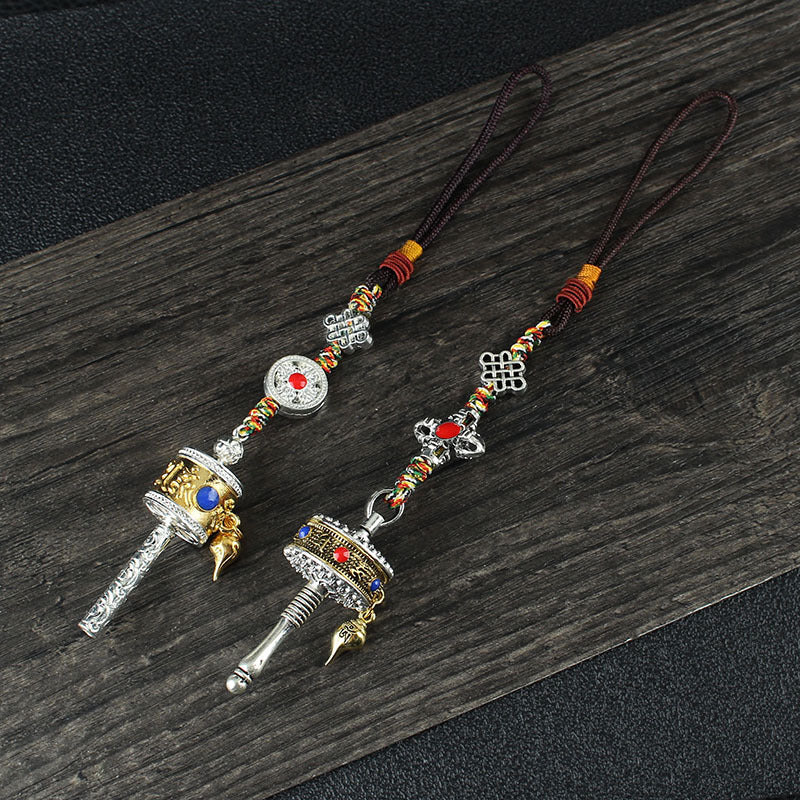 Letitdao Spinning Tibetan Mantra Car Charm Rotating Prayer Wheel for Mindful Driving & Travel Blessings Handcrafted Cultural Gift