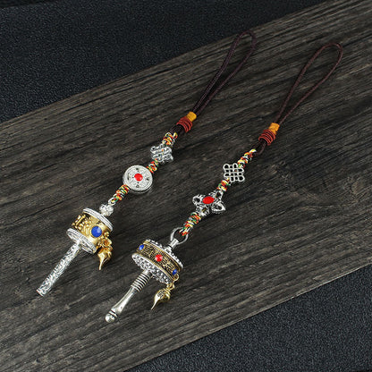 Letitdao Spinning Tibetan Mantra Car Charm Rotating Prayer Wheel for Mindful Driving & Travel Blessings Handcrafted Cultural Gift