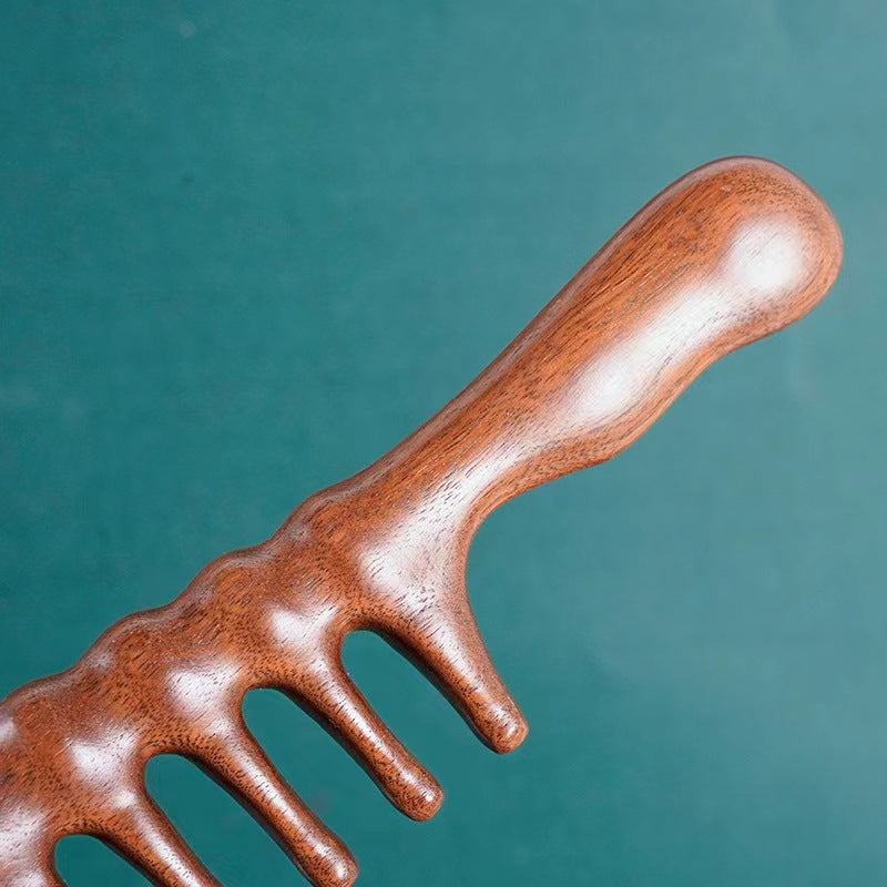 Letitdao Sandalwood Mindfulness Comb Wide-Tooth Massager for Curly Hair & Scalp Wellness Holistic Styling Ritual Tool