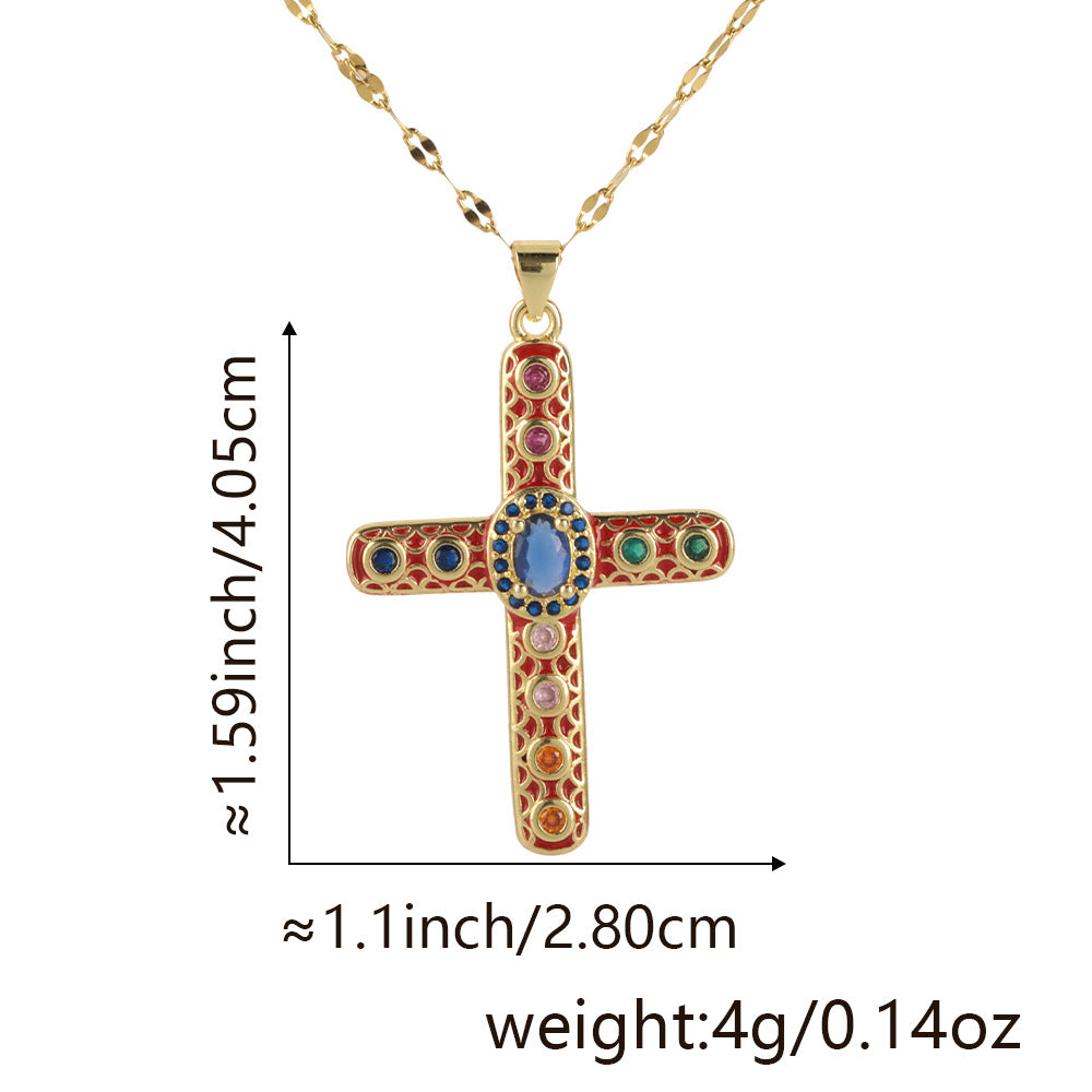 Letitdao Gold-plated Zirconia Multicolor Spectrum Pendant Necklace - Fashion Gradient Jewelry