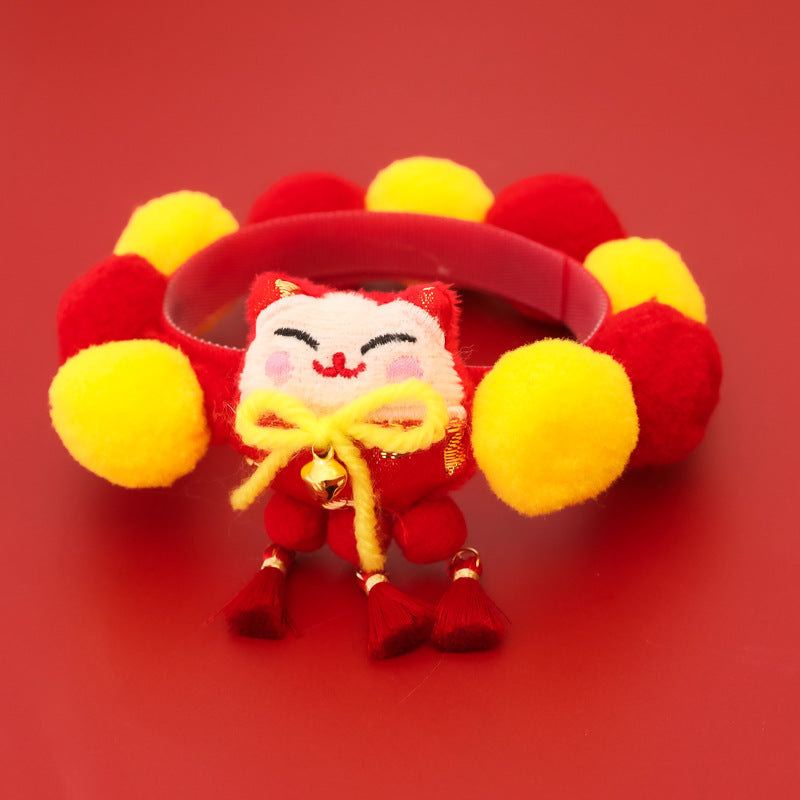 Letitdao Silent Winter Comfort Collar Red Pom & Fringe for Thermal Energy & New Year Joy Adjustable Festive Band