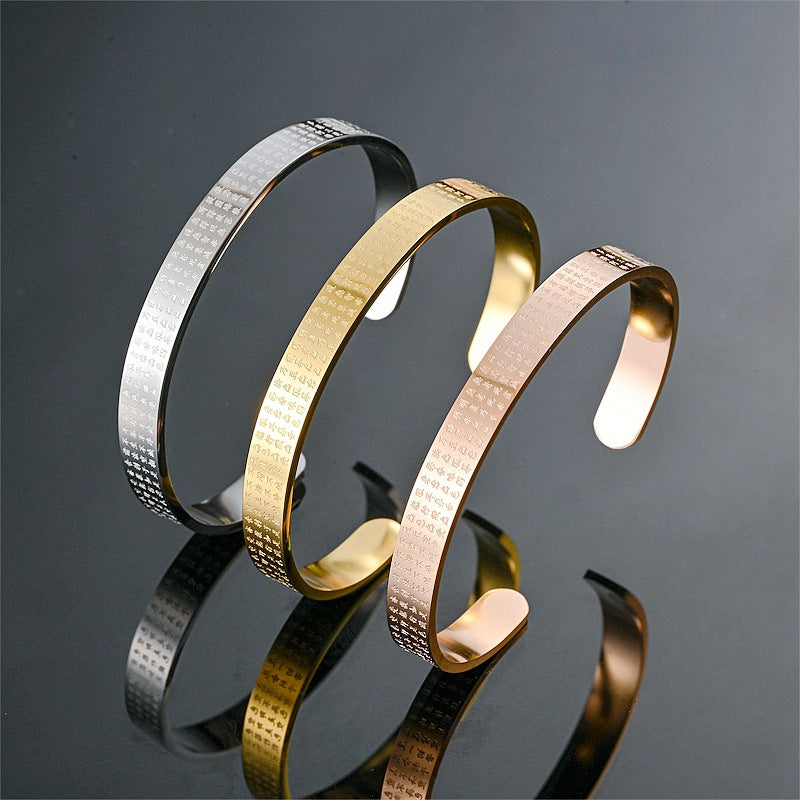 Letitdao Kinetic Mantra Cuff Titanium C-bangle with Adjustable Fit Tech Protection Jewelry