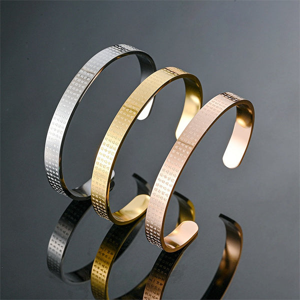 Letitdao Kinetic Mantra Cuff Titanium C-bangle with Adjustable Fit Tech Protection Jewelry