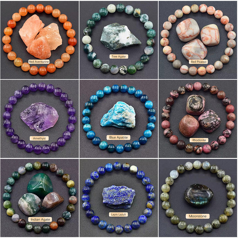 Letitdao Grounding Stone Bracelet Tiger's Eye & Garnet Bead Strand for Focus & Vitality Natural Energy Jewelry