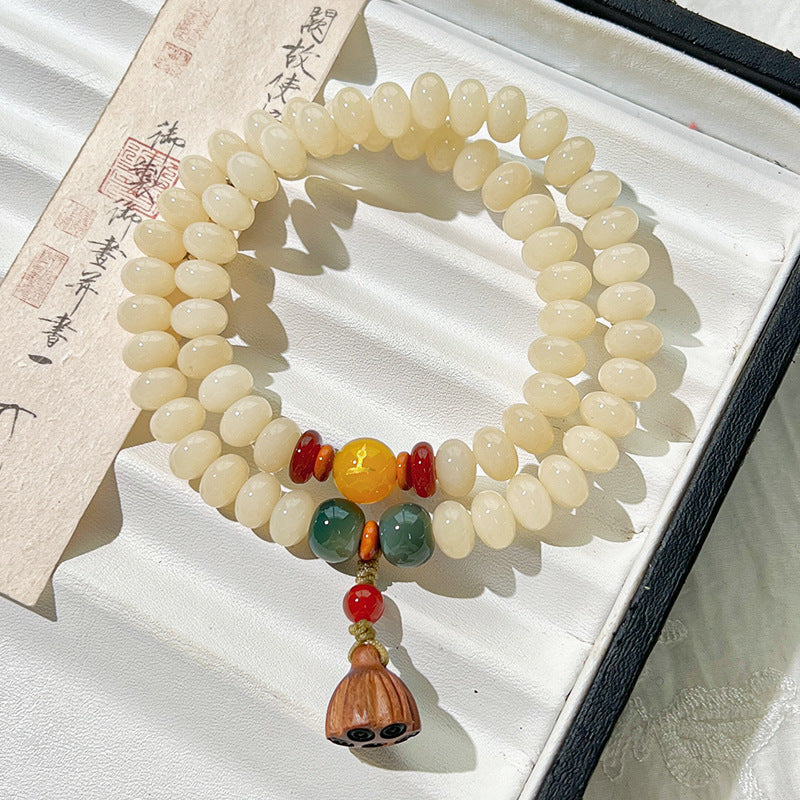 Letitdao Energy Balancing Bracelet Natural Bodhi Seed Mala With 5 Elements Healing Chakra Jewelry Necklace