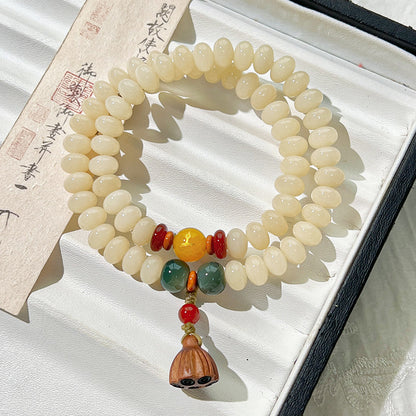Letitdao Energy Balancing Bracelet Natural Bodhi Seed Mala With 5 Elements Healing Chakra Jewelry Necklace