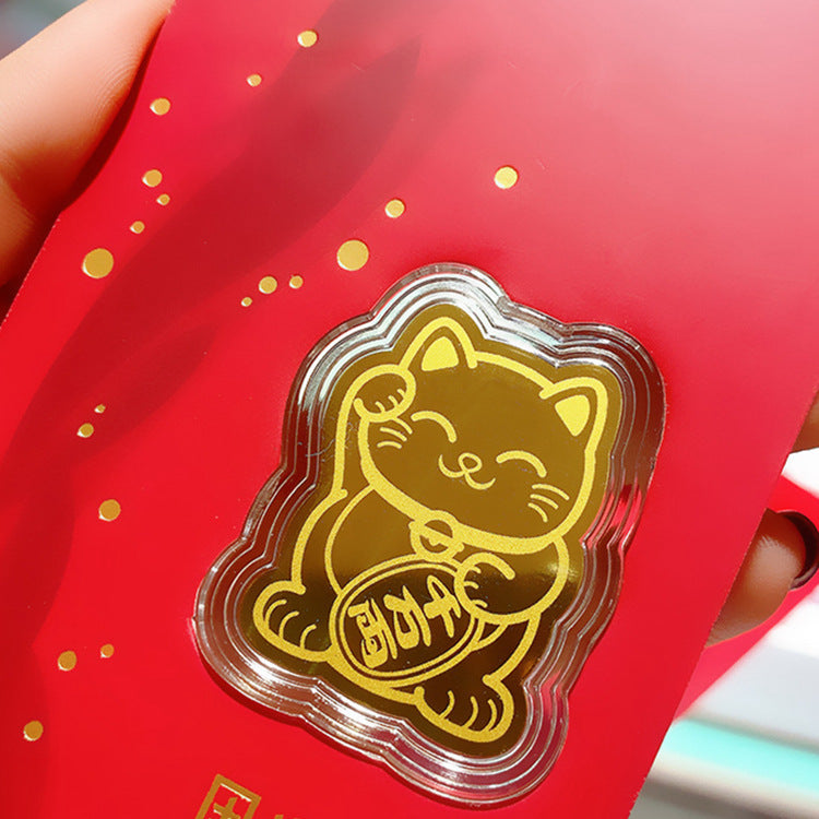 Letitdao Lucky Cat Energy Sticker Gold Foil Phone Sticker, Brings Digital Wealth and Signal Optimization Quantum Energy Shield