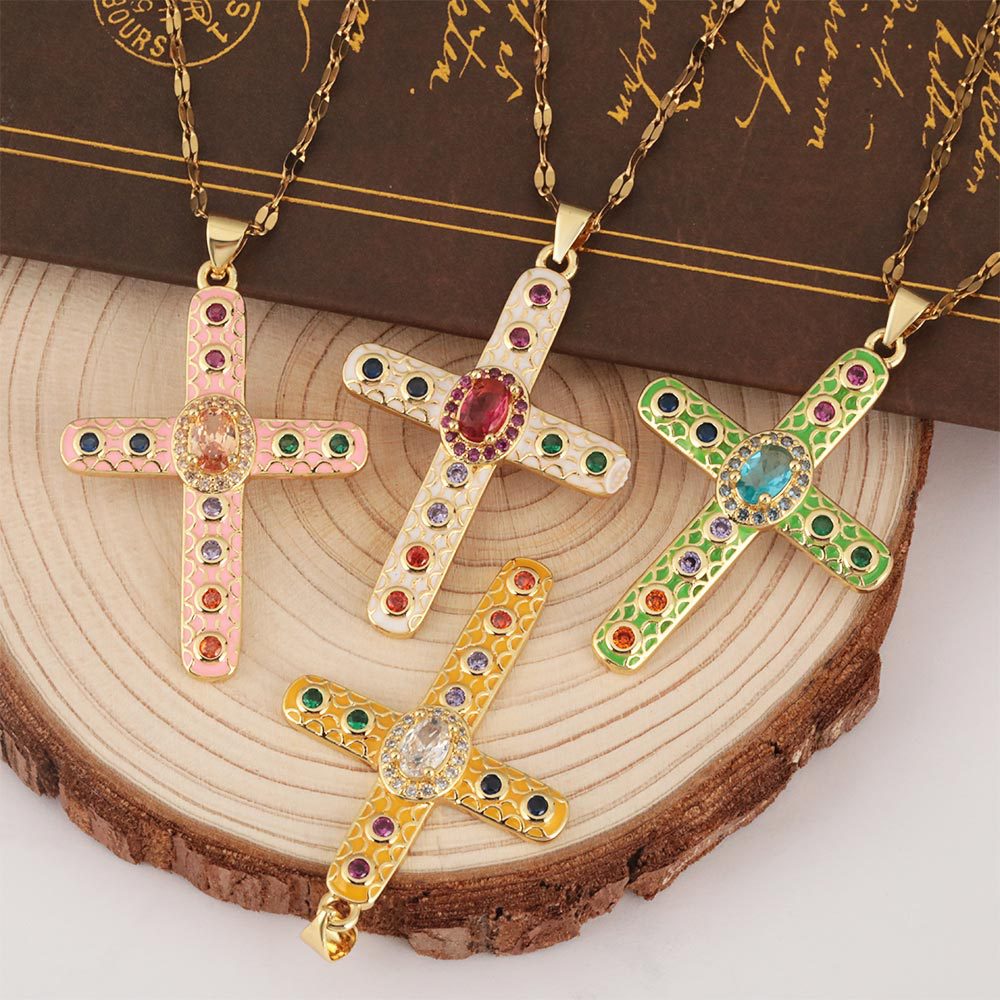 Letitdao Gold-plated Zirconia Multicolor Spectrum Pendant Necklace - Fashion Gradient Jewelry