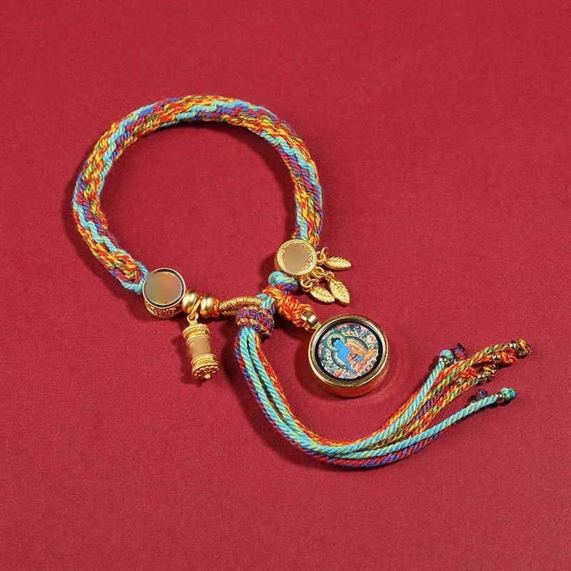 Letitdao Sacred Tibetan Red String Bracelet Hand-Painted Thakra Beads for Energetic Protection & Mindful Blessings Spiritual Guardian Gift