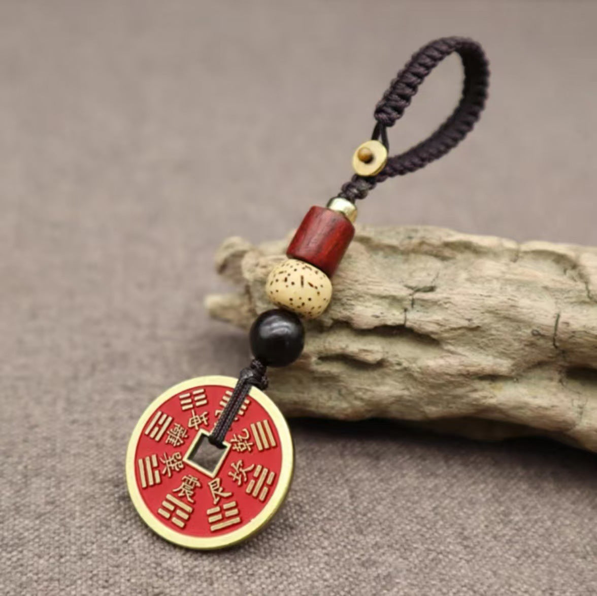 Letitdao Cool Keychain Upgrade with Ancient Coin Charm & Red Thread for Stylish Ride Protection