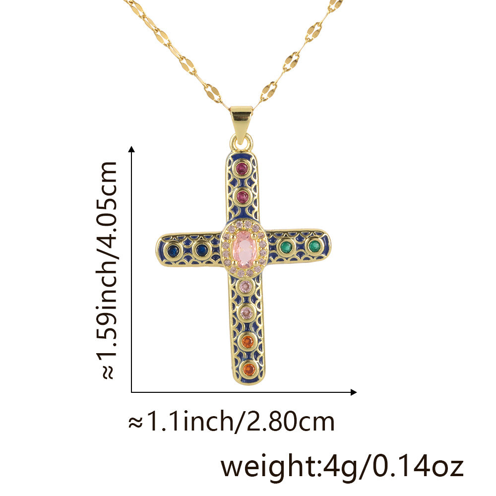 Letitdao Gold-plated Zirconia Multicolor Spectrum Pendant Necklace - Fashion Gradient Jewelry