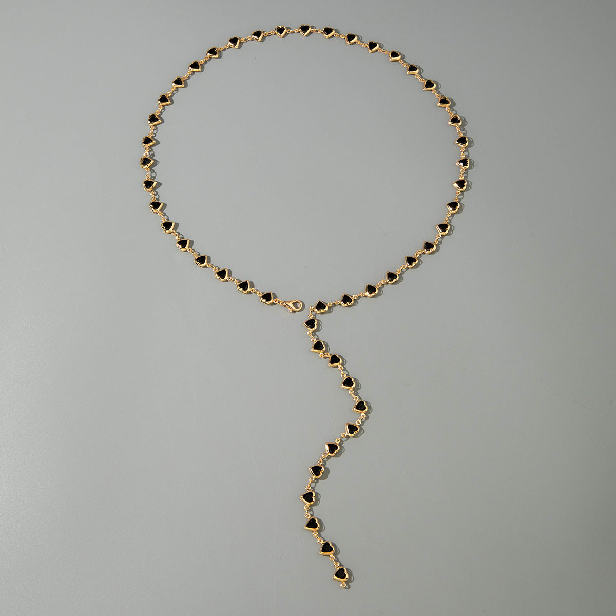 Letitdao Layered Faith Necklace Geometric Cross & Heart Y-chain with Diamonds Modular Stacking Jewelry