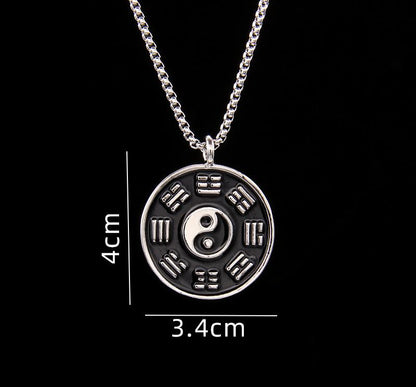 Sale Letitdao Yin-Yang Tai Chi Bagua Necklace Stainless Steel Pendant For Husband & Boyfriend