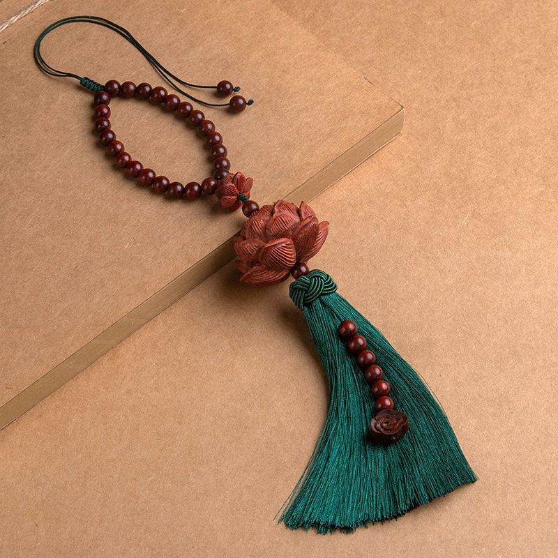 Letitdao Lotus Car Charm for Mindful Driving Natural Sandalwood Rearview Mirror Decor Zen Inspired Unisex Gift