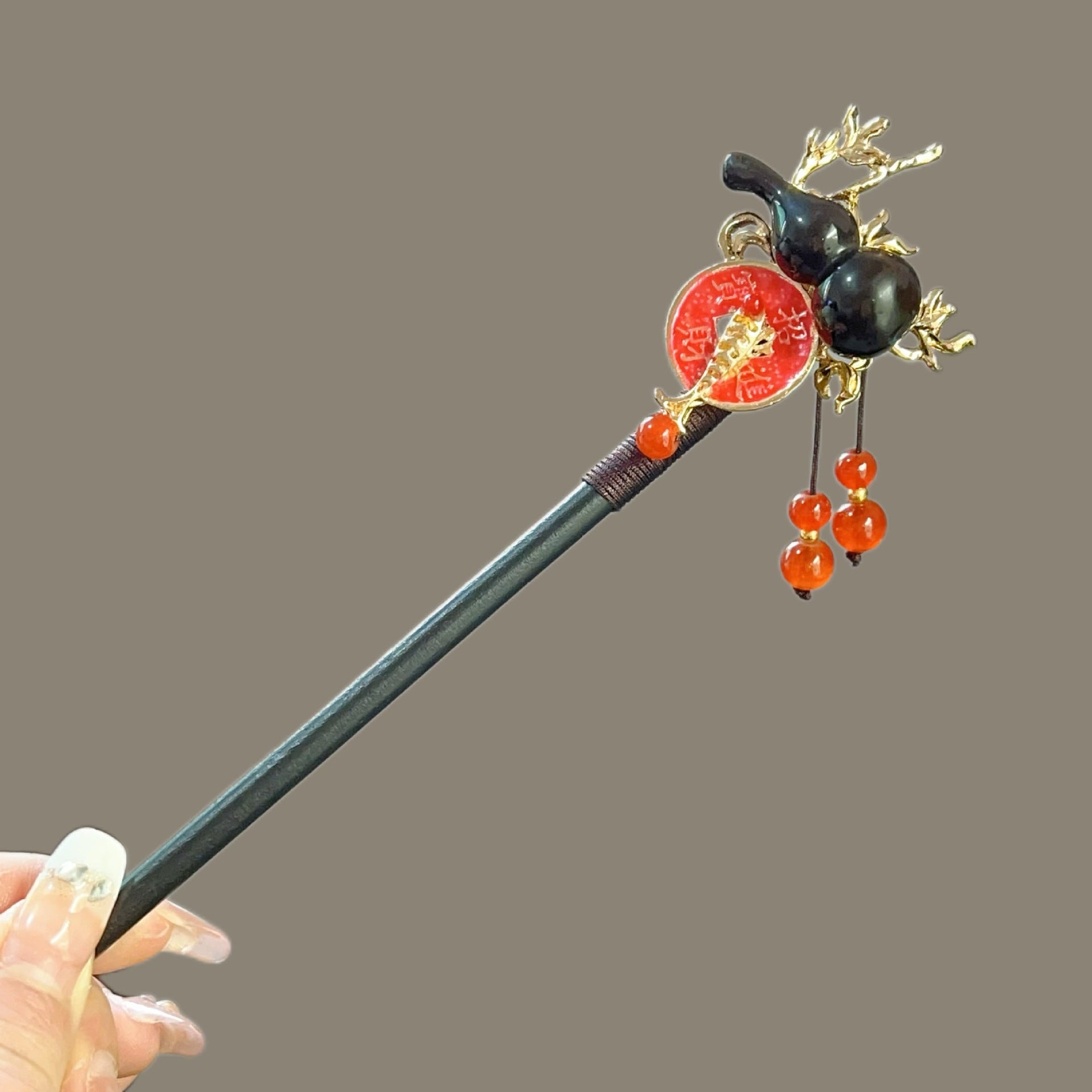 Sale Letitdao Manifestation Hairpin Wooden Koi & Lucky Gourd Hair Stick for Abundance & Positive Energy Mindful Spiritual Gift