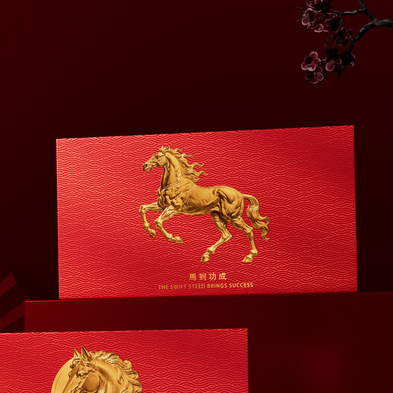 Letitdao Year Of Horse Red Packet Premium Gilded Design for Abundance & Blessings Luxury Fortune Envelope
