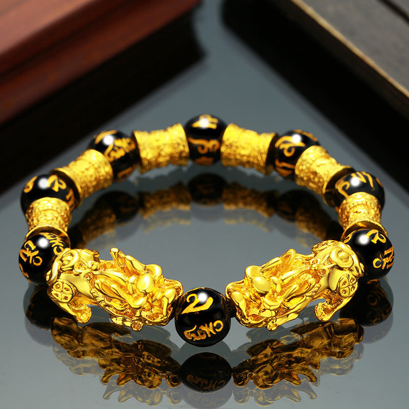 Letitdao Vintage Glow Modern Power The Unapologetic Brass Pi Xiu Bracelet for Bold Energy & Luck