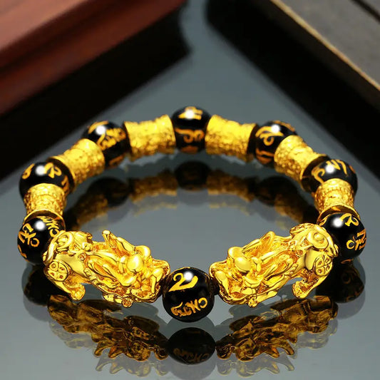 Letitdao Vintage Glow Modern Power The Unapologetic Brass Pi Xiu Bracelet for Bold Energy & Luck
