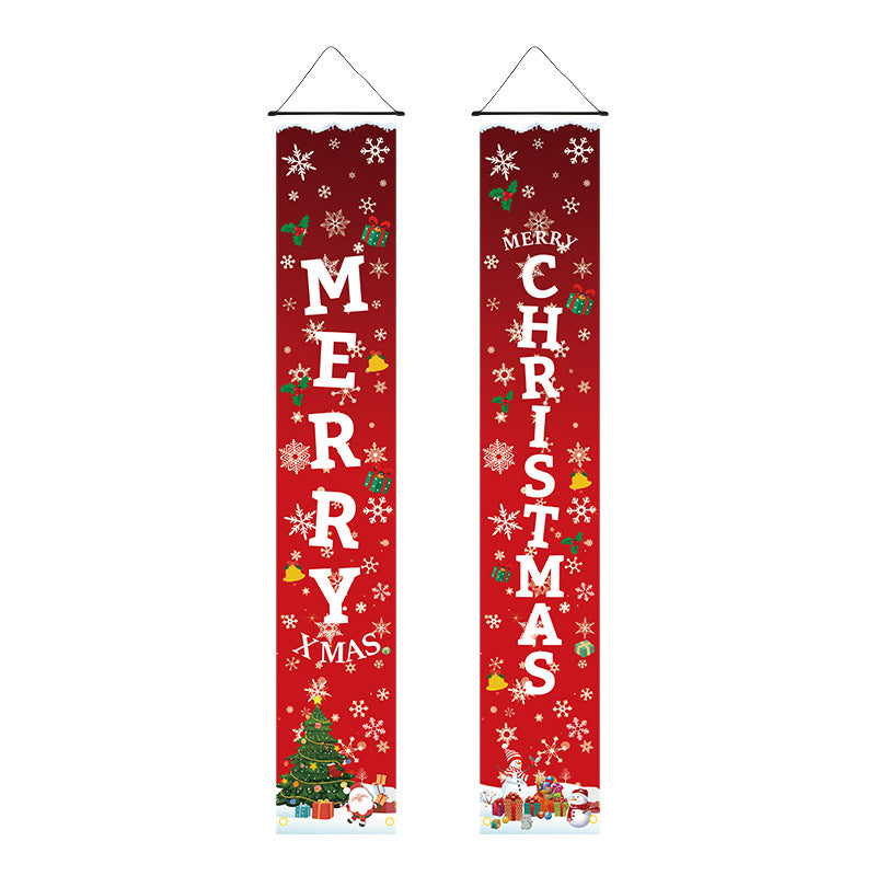 Letitdao Christmas Portal Decor Set Couplet Banners & Door Curtains for Party Background Yuletide Celebration System