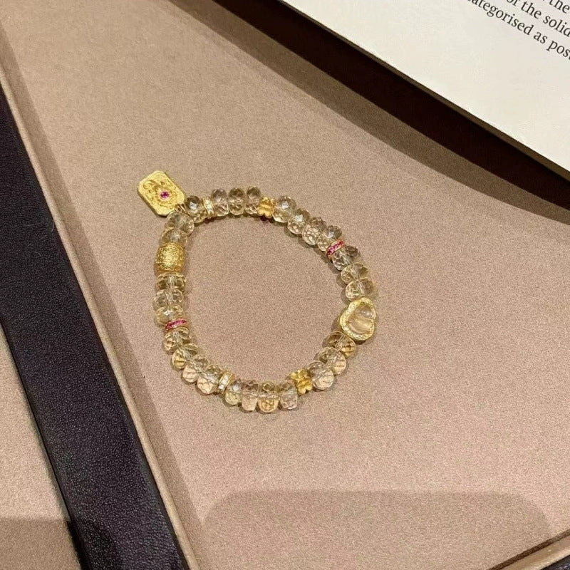 Letitdao Wealth From All Directions Bracelet Crystal Beads & Lucky Gourd for Abundance Energy