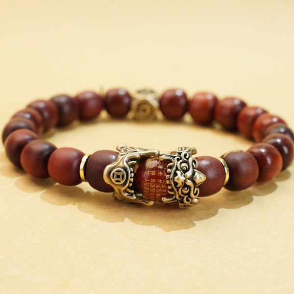 Letitdao Guardian Bracelet Lightning-Struck Jujube Wood Pi Xiu Gilded with Taoist Seals