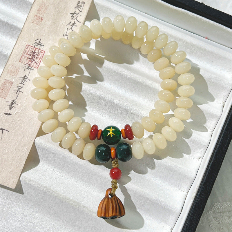Letitdao Energy Balancing Bracelet Natural Bodhi Seed Mala With 5 Elements Healing Chakra Jewelry Necklace