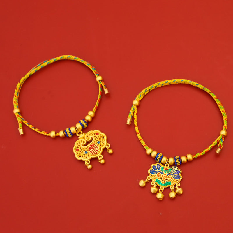 Letitdao Longevity Pet Collar Golden Chinese Lock & Knot for Noiseless Protection Adjustable New Year Energy Band