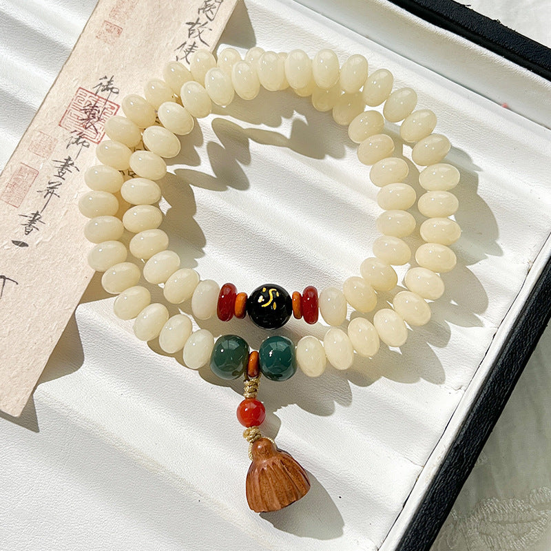 Letitdao Energy Balancing Bracelet Natural Bodhi Seed Mala With 5 Elements Healing Chakra Jewelry Necklace