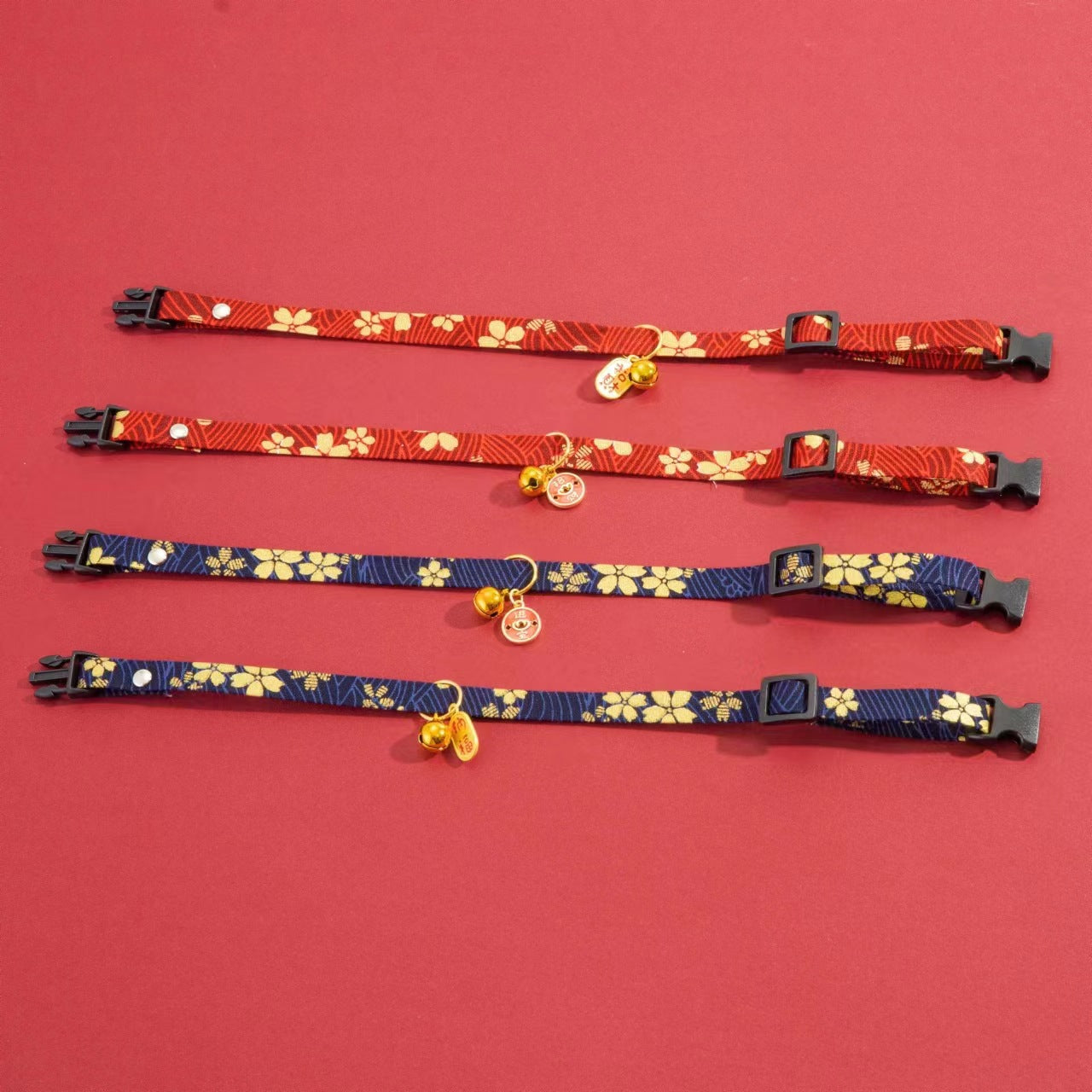 Letitdao Prosperity Flow Pet Collar Adjustable New Year Design with Gilded Bells Abundance Energy Circle