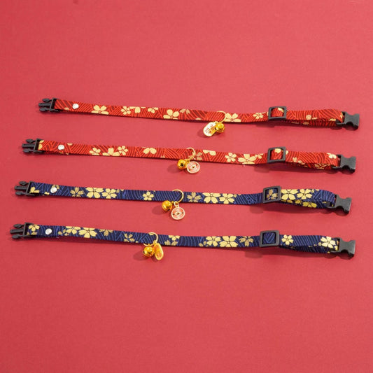 Letitdao Prosperity Flow Pet Collar Adjustable New Year Design with Gilded Bells Abundance Energy Circle