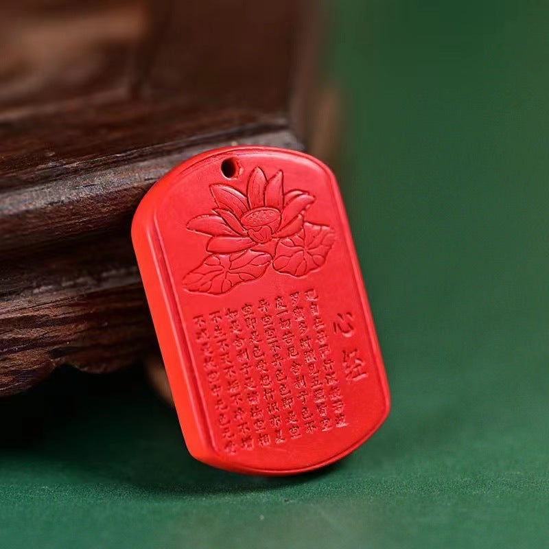 Letitdao Lotus Mantra Energy Pendant Cinnabar & Purple Sand for Year Protection Aura Cleansing Gift