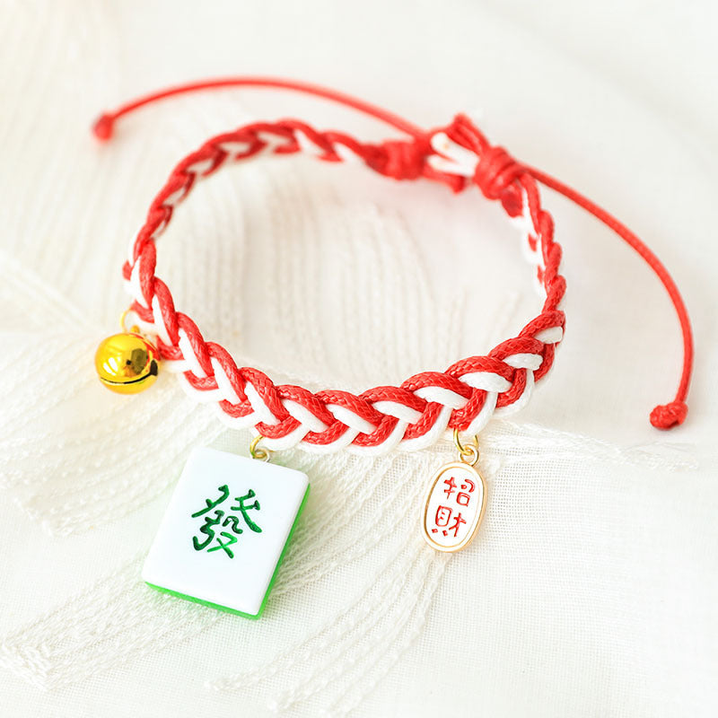 Letitdao 财富麻将牌宠物项圈 可调节麻将吊坠 助旺招财 萌趣设计 静音铃铛 和谐佩戴
