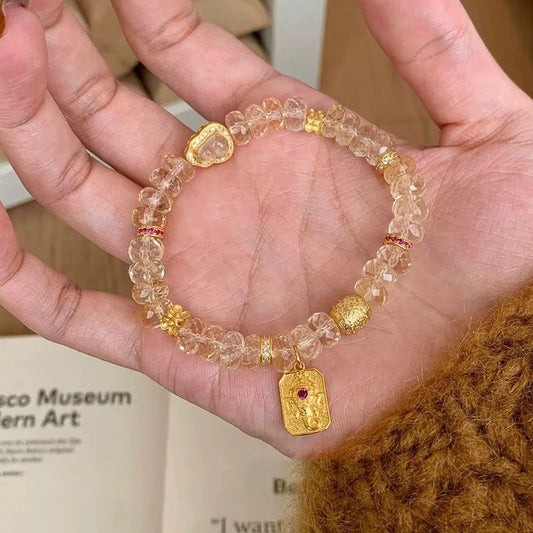 Letitdao Wealth From All Directions Bracelet Crystal Beads & Lucky Gourd for Abundance Energy