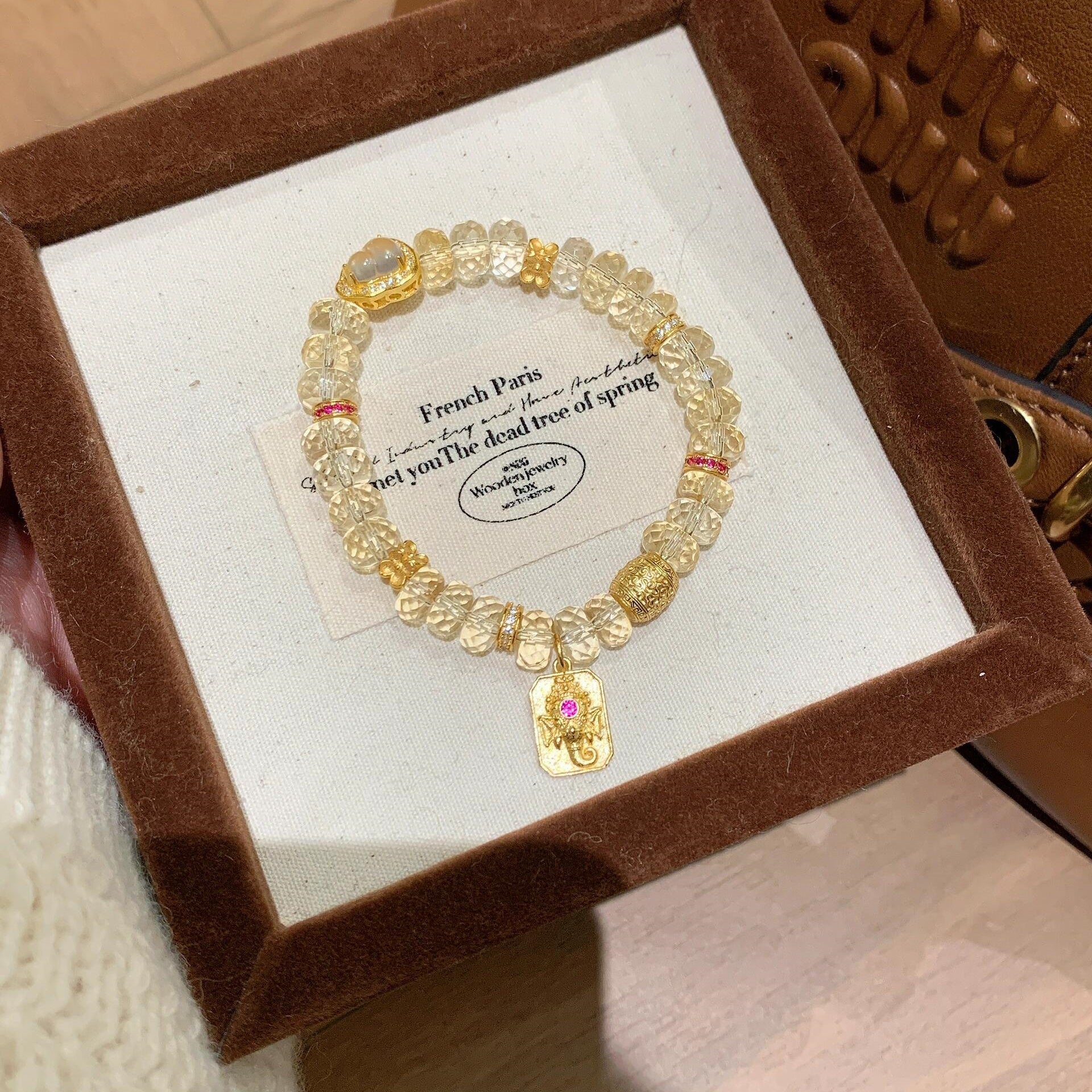 Letitdao Wealth From All Directions Bracelet Crystal Beads & Lucky Gourd for Abundance Energy