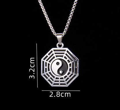 Sale Letitdao Yin-Yang Tai Chi Bagua Necklace Stainless Steel Pendant For Husband & Boyfriend